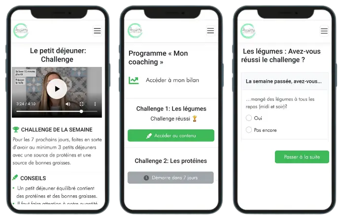 Programme nutrition qui vous suit pendant 3 mois avec les conseils d'une nutritionniste.